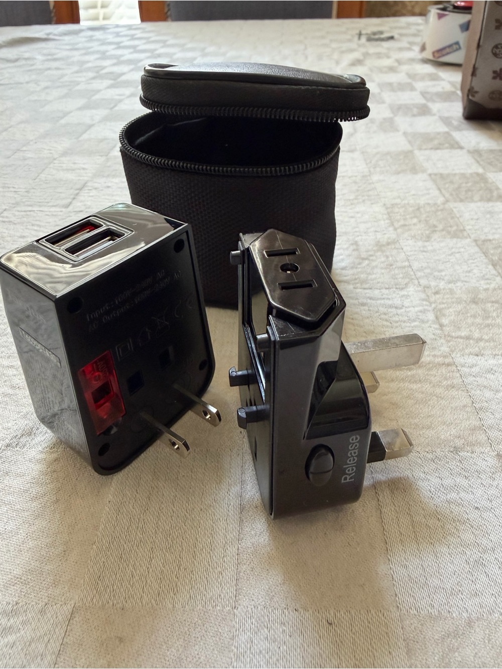 Universal Black Travel Power Adapter with Carrying Case